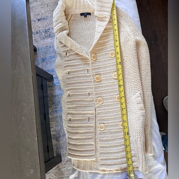 GAP Shawl Collar Chunky Knit Cardigan Sweater Cream XS Coastal Grannycore Cozy - Picture 13 of 13